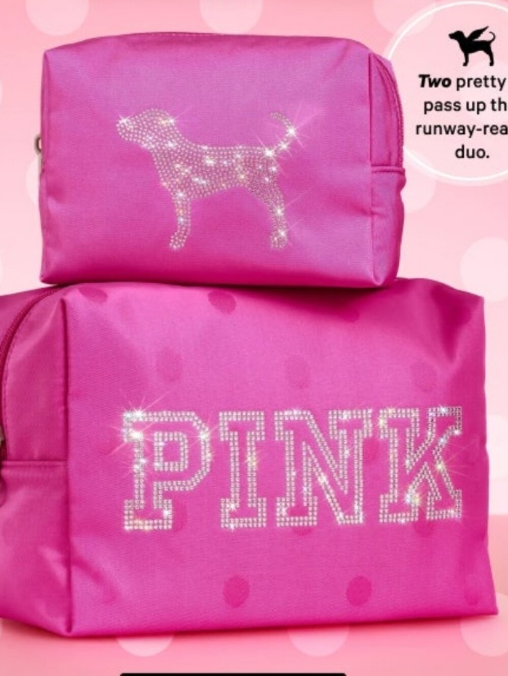 PINK Victoria's Secret Runway Ready Top Zip Makeup Bag Set GWP 2026 FASHION SHOW